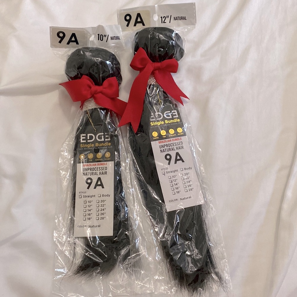 EDGE single bundle Brazilian bundle unprocessed natural hair 9A straight 10”,12”
